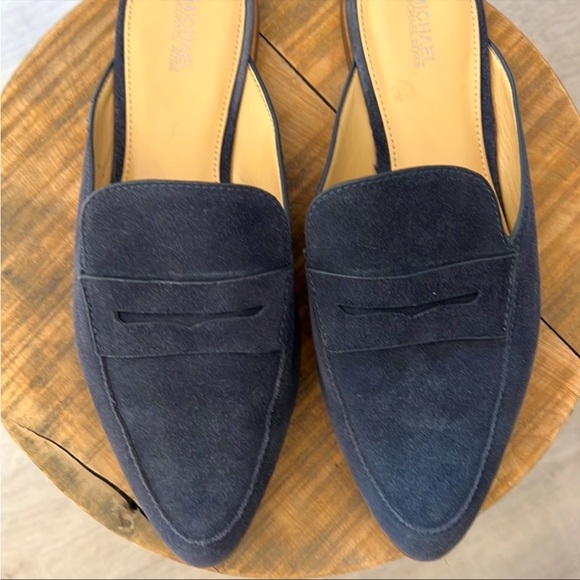MICHAEL Michael Kors Shoes - MICHAEL Michael Kors Suede Penny Loafer Mules Flats Navy Midnight Blue 9